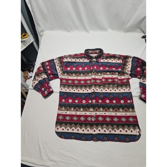 Angelo Litrico Mens Multicolor Vtg Aztec Western Fleece Button Up Shirt Sz L - Picture 3 of 16